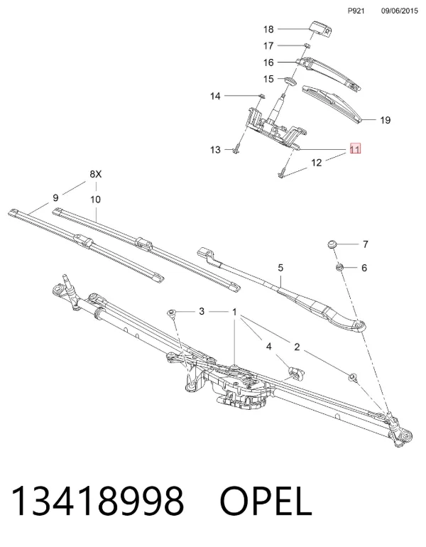Motor limpiaparabrisas, trasera 13418998 Opel