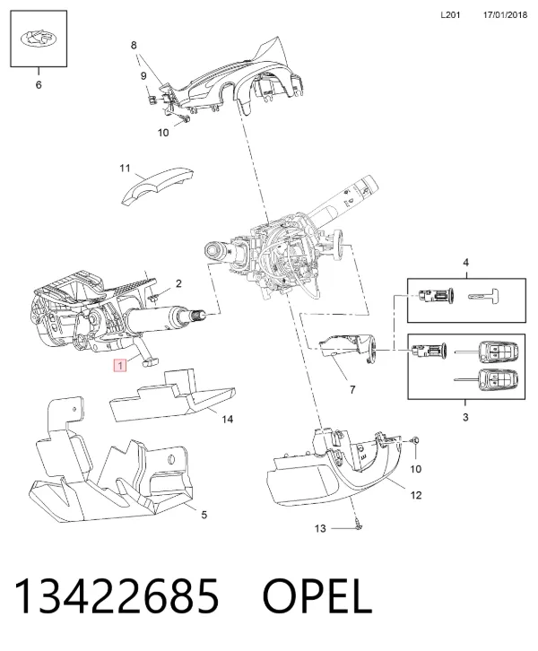 Columna dirección 13422685 Opel
