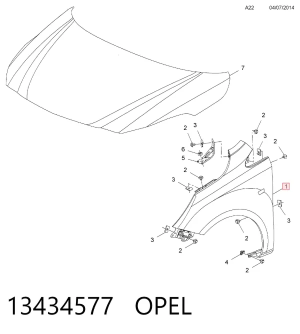 Aleta 13434577 Opel