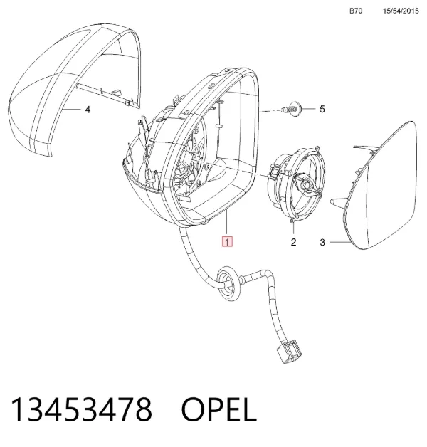 Espejo de retrovisor izquierdo 13453478 Opel