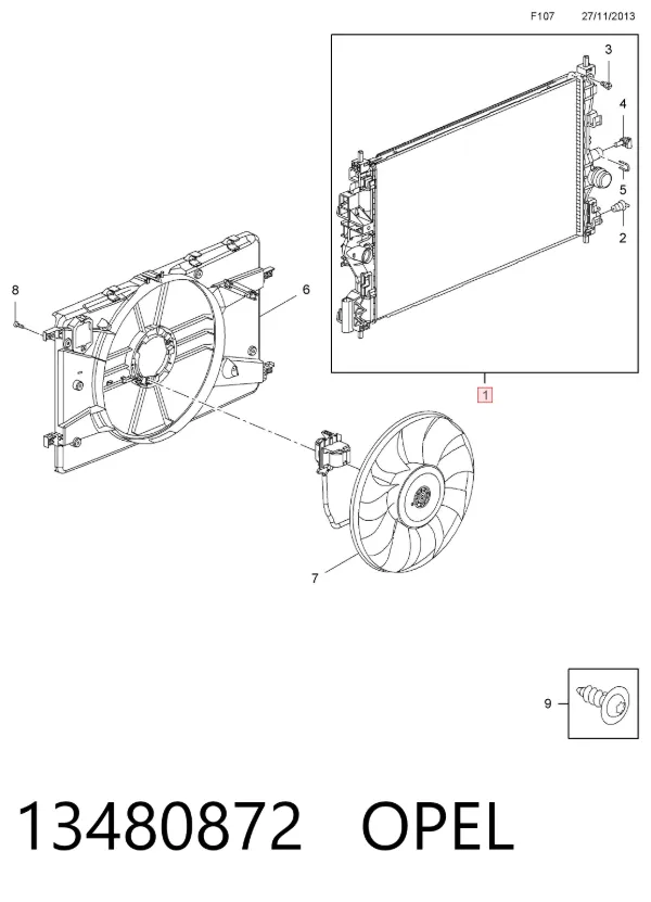 Radiador 13480872 Opel