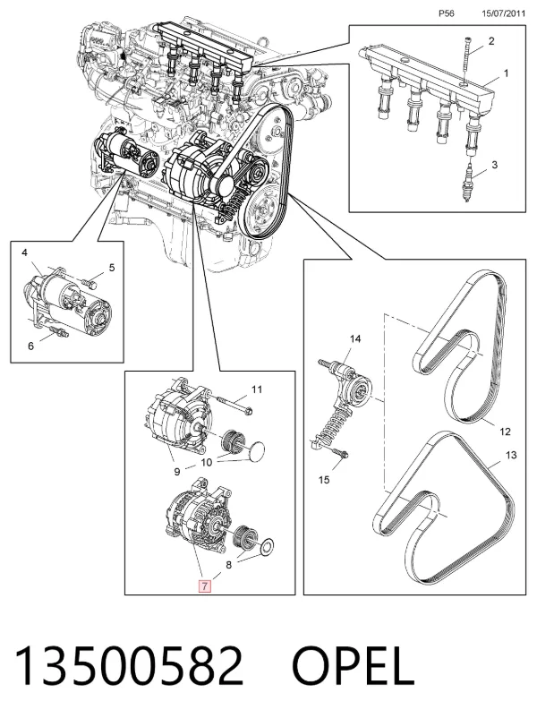 Alternador 13500582 Opel