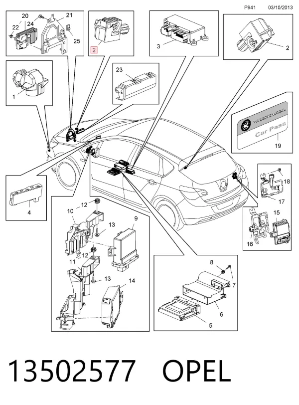Sensor de airbag delantero 13502577 Opel