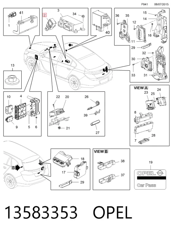 Sensor de airbag delantero 13583353 Opel