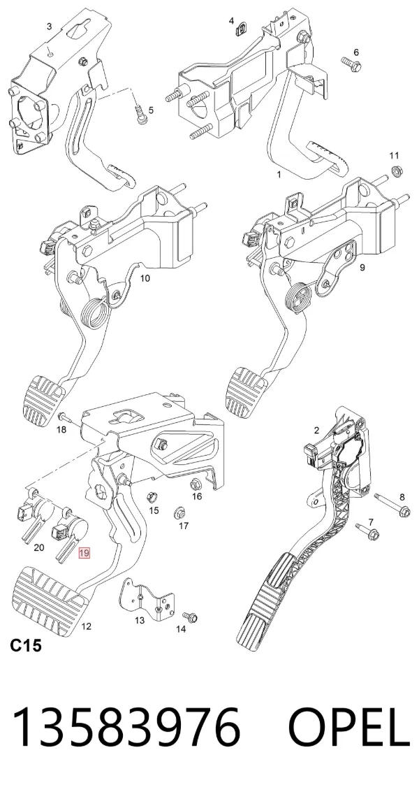 Interruptor de luz de freno 13583976 Opel