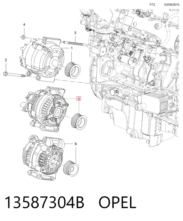 Alternador 13587304B Opel