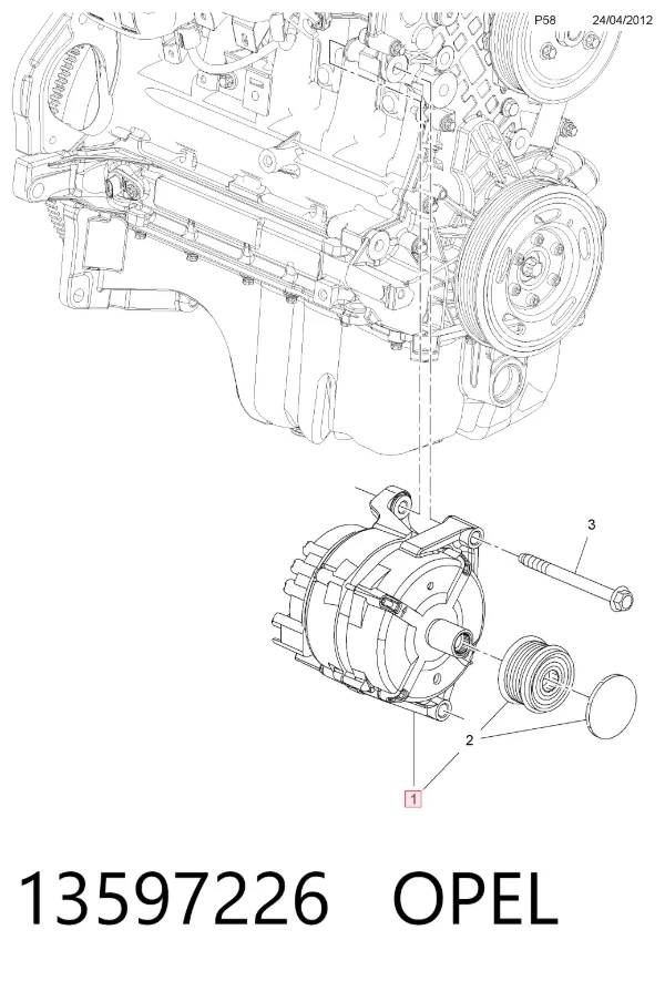 Alternador 13597226 Opel