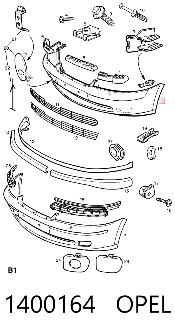 Paragolpes 1400164 Opel
