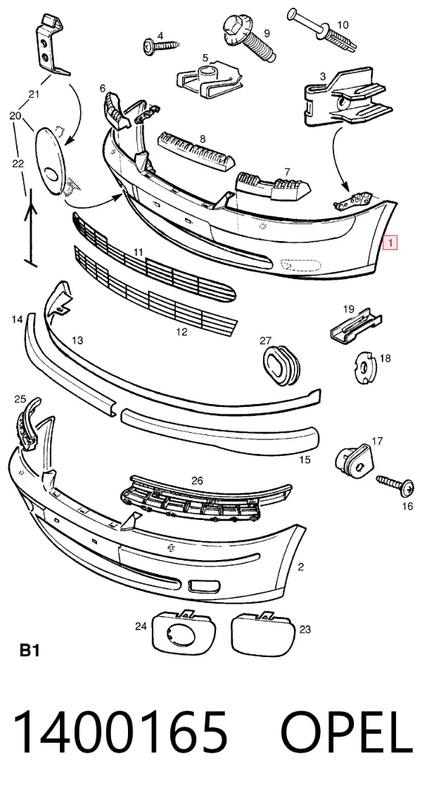 Paragolpes 1400165 Opel