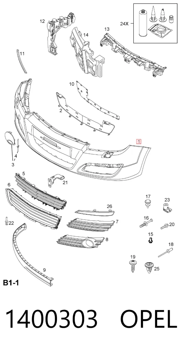 Paragolpes 1400303 Opel