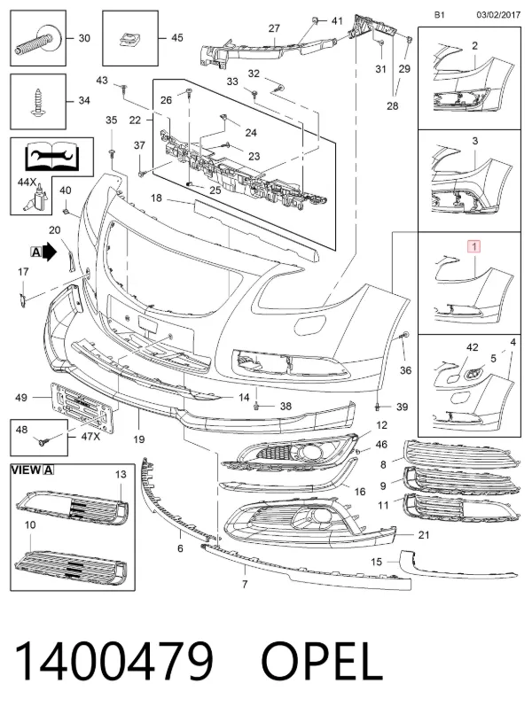 Paragolpes 1400479 Opel