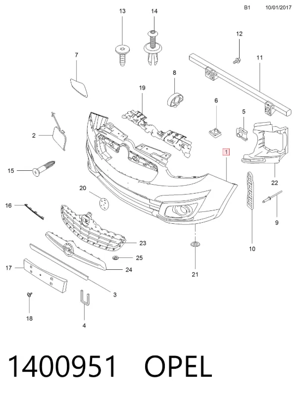 Paragolpes 1400951 Opel