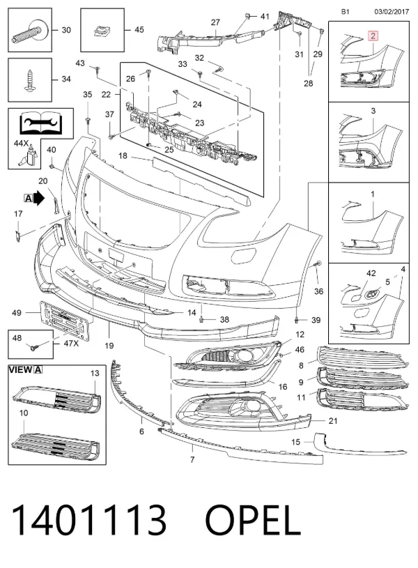 Paragolpes 1401113 Opel