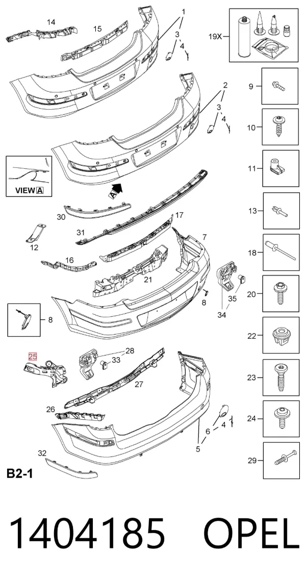 Soporte de parachoques trasero izquierdo 1404185 Opel