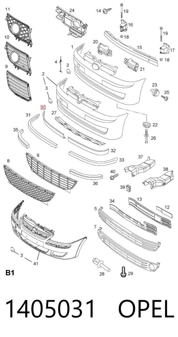 Spoiler derecho del parachoques delantero 1405031 Opel