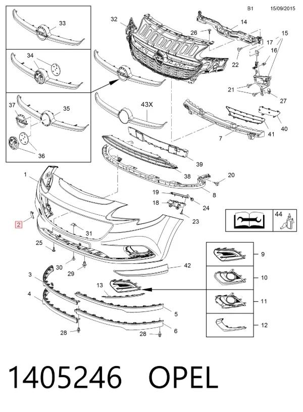 Tapa del enganche de remolcado delantera 1405246 Opel