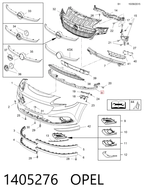 Refuerzo parachoque delantero 1405276 Opel