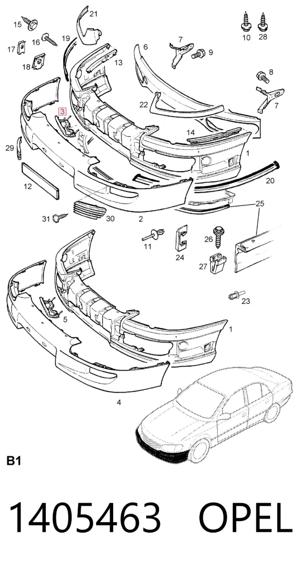 Tapa del enganche de remolcado delantera 1405463 Opel