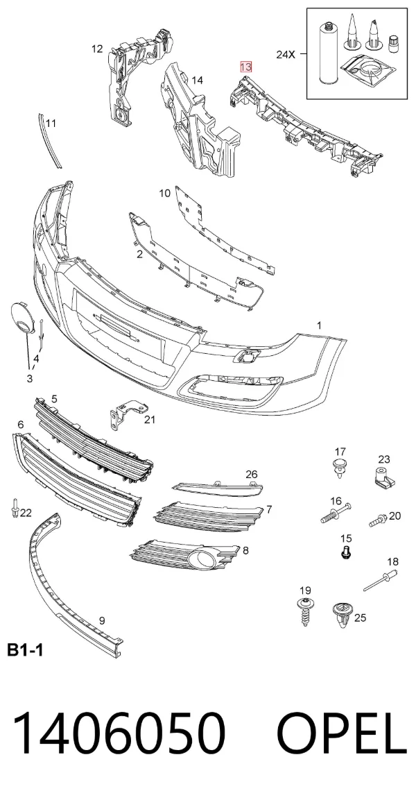 Soporte central del parachoques delantero 24460992 Peugeot/Citroen