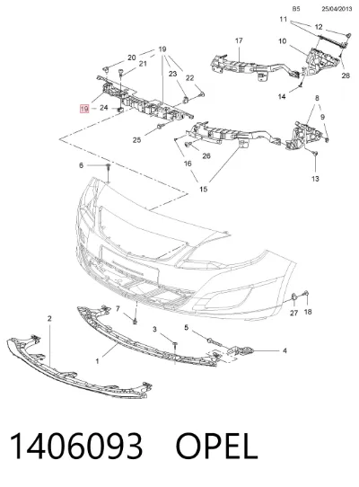 Soporte de parachoques delantero OPEL 1406093