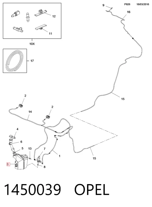 Depósito de limpiaparabrisas 1450039 Opel