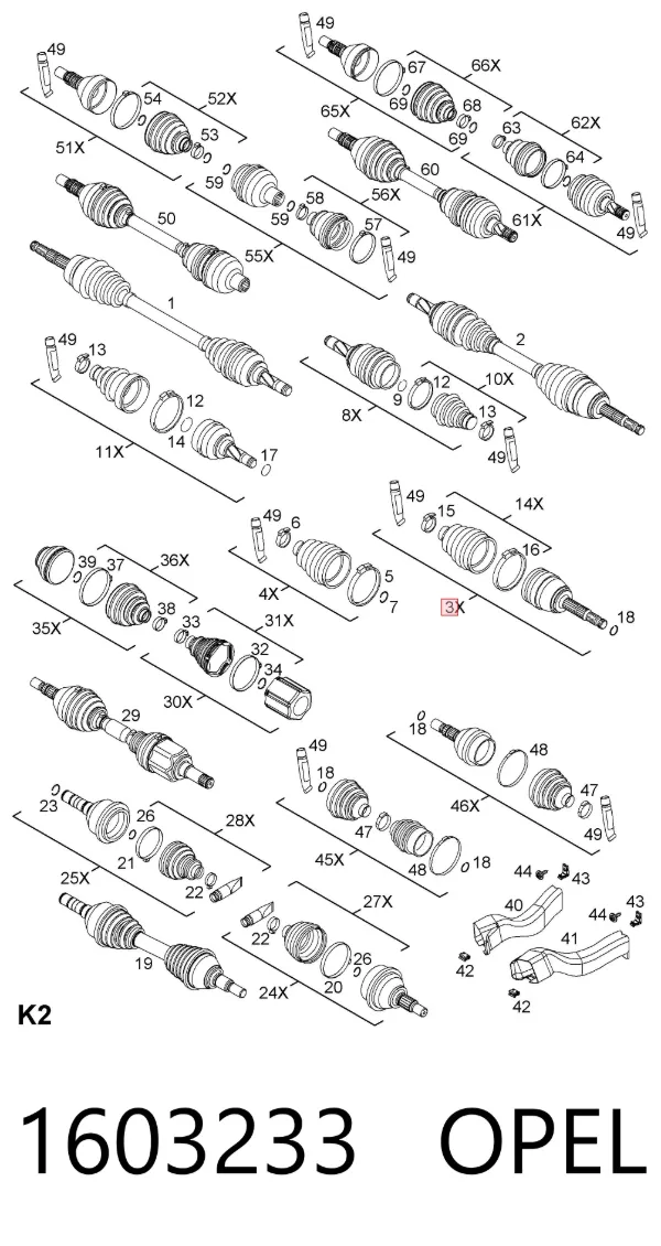 Junta homocinetica 1603233 Opel