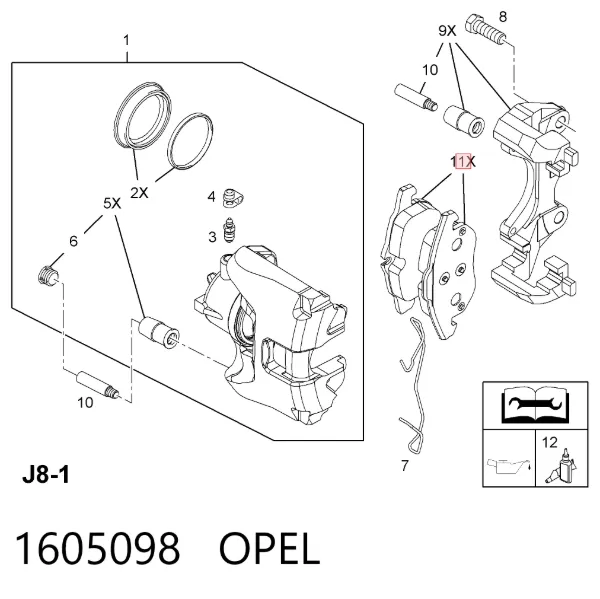 Pastillas de freno 1605098 Opel