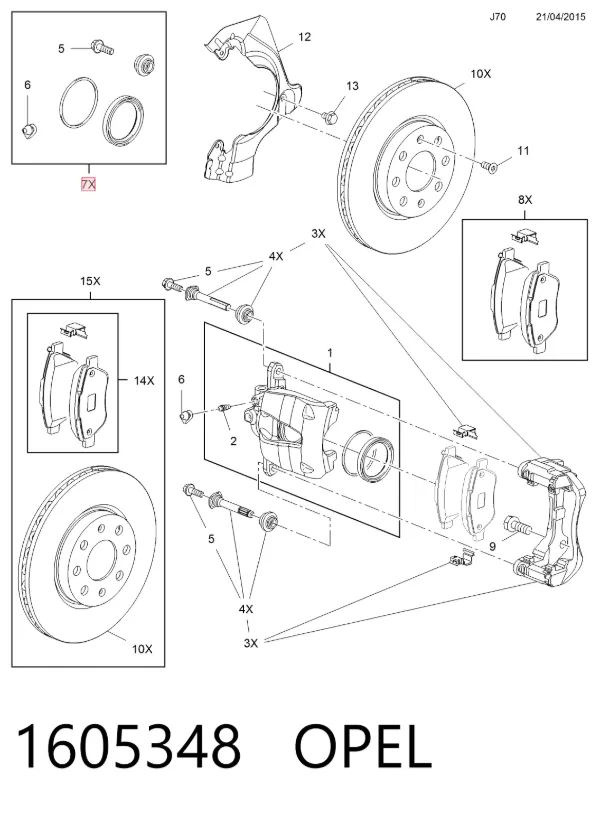 Kit de reparación de pinzas de freno 1605348 Opel