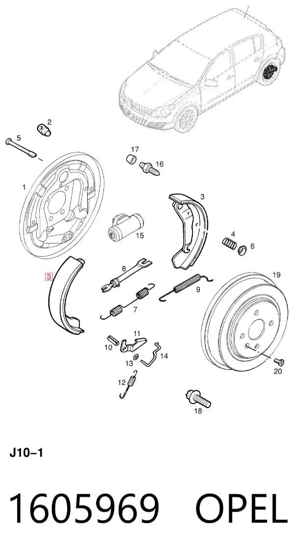 Zapatas de freno 1605969 Opel