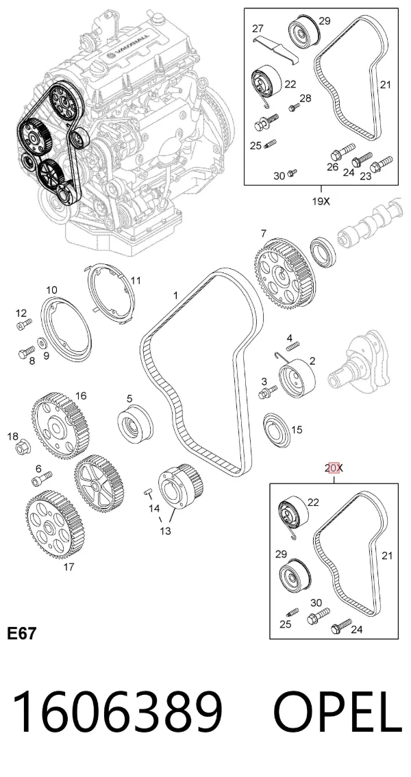 Kit de distribución 1606389 Opel