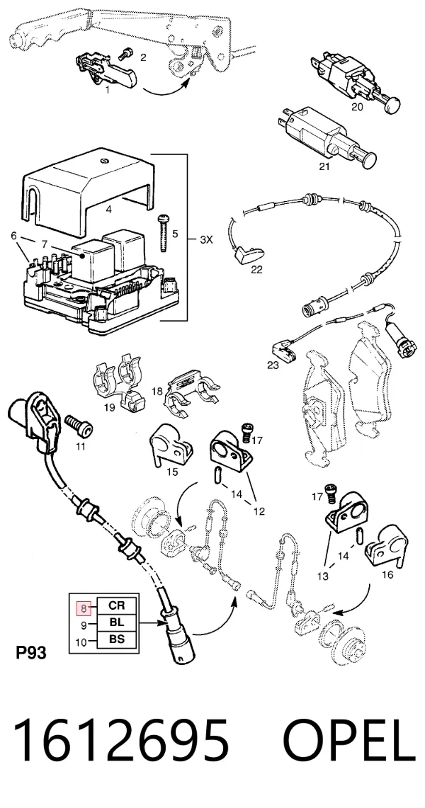 Sensor ABS 1612695 Opel