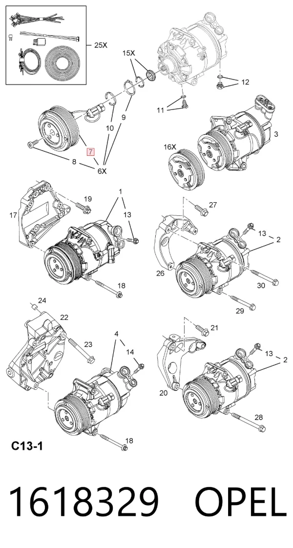 Acoplamiento magnético, compresor del aire acondicionado  1618329 Opel