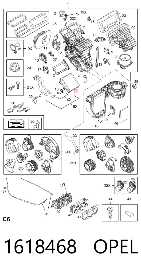 Radiador calefacción 1618468 Opel