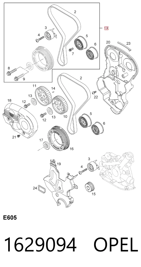 Kit de distribución 1629094 Opel