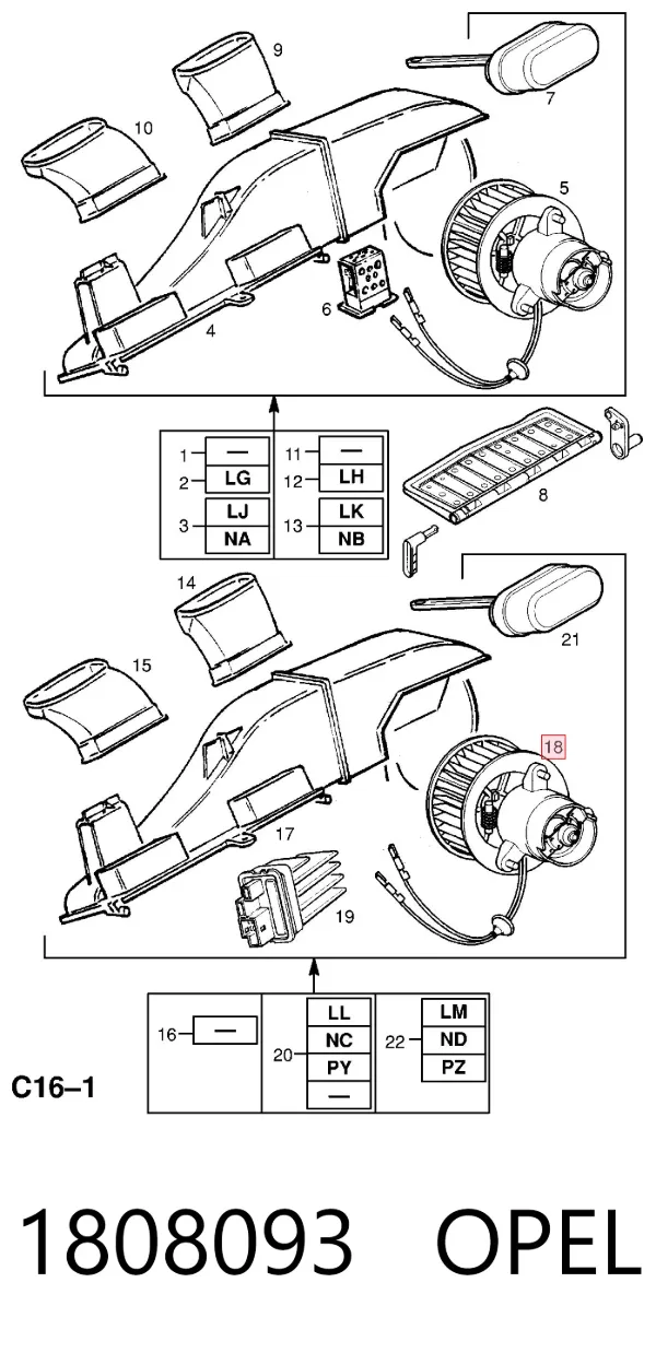 Ventilador habitáculo 1808093 Opel