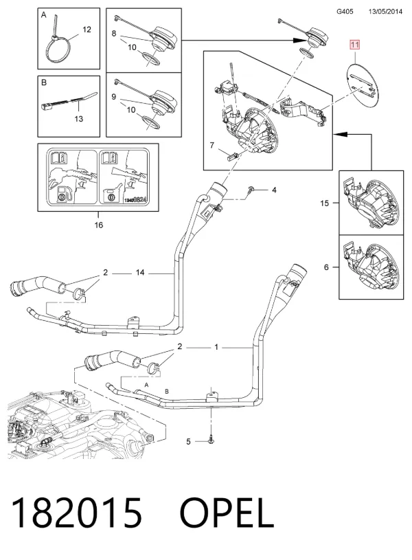 Tapa exterior de la gasolina 182015 Opel
