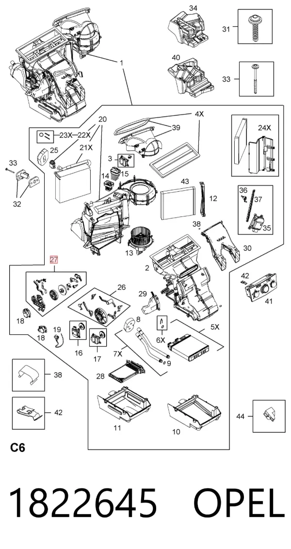 Actuador de compuerta de la calefacción 1822645 Opel