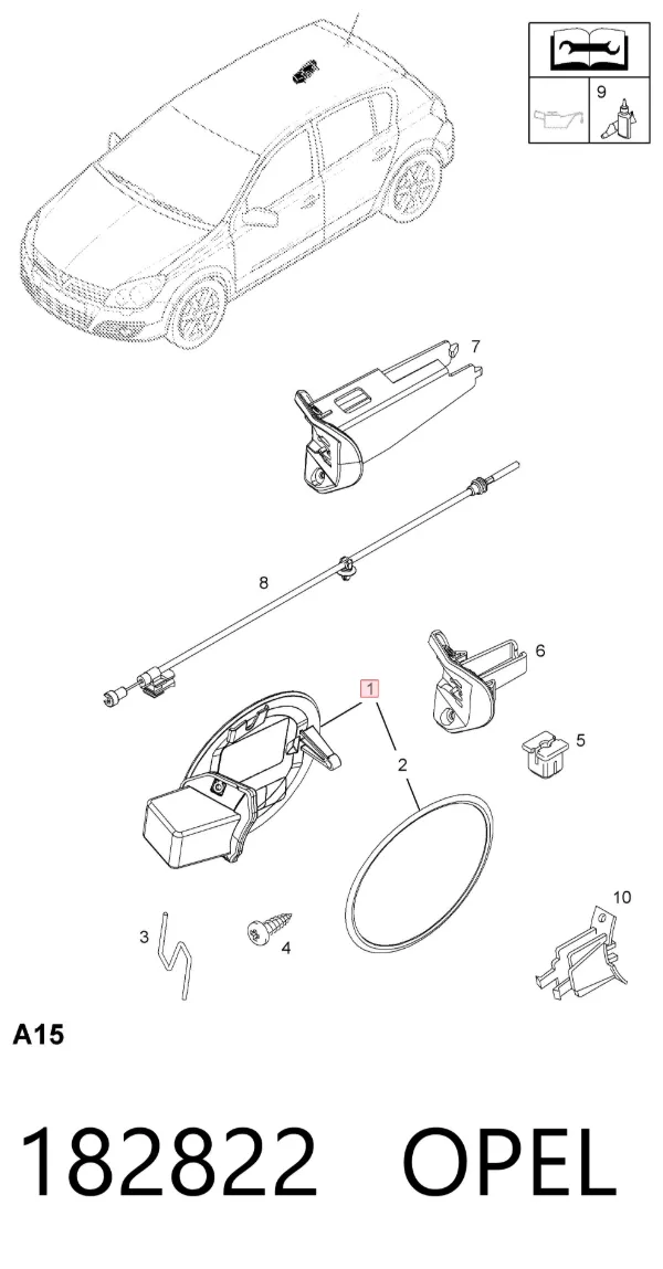 Tapa de la gasolina 182822 Opel
