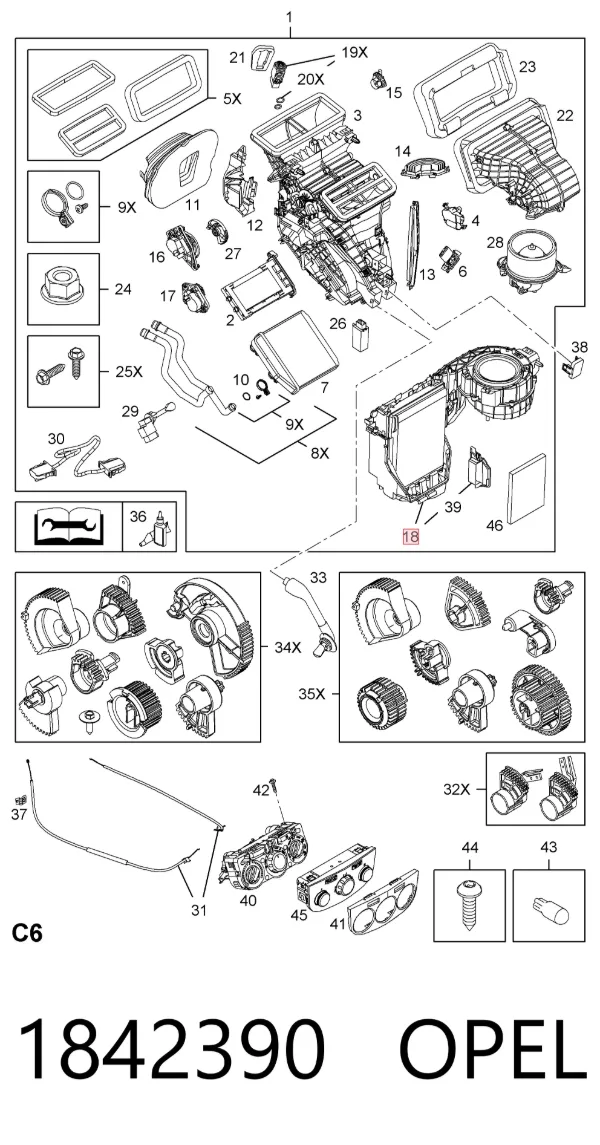 Evaporador de aire acondicionado 1842390 Opel