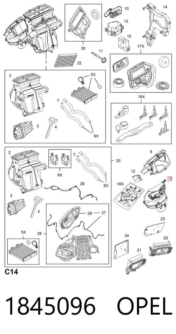 Ventilador habitáculo 1845096 Opel