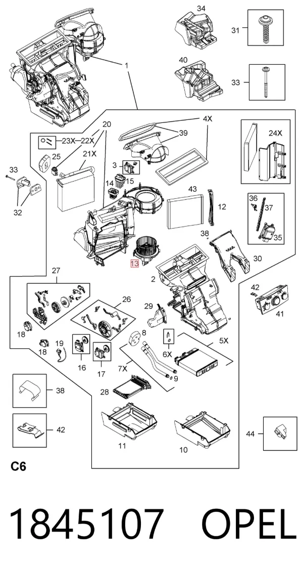 Ventilador habitáculo 1845107 Opel