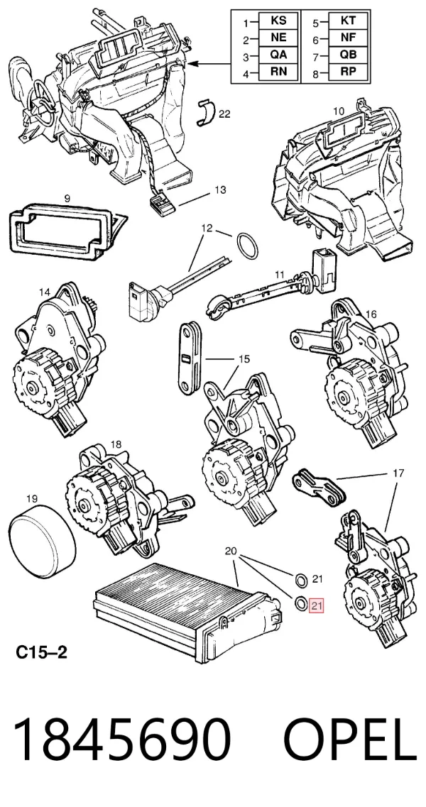 Junta de brida del sistema de refrigeración 1845690 Opel