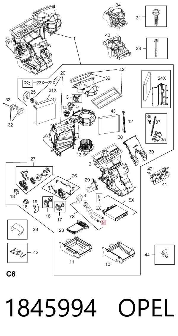 Anillo de estanqueidad del sistema de refrigeración 1845994 Opel