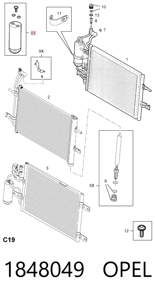 Filtro deshidratador 1848049 Opel