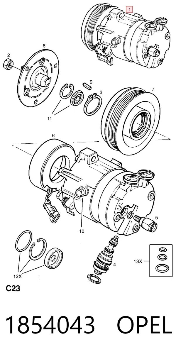 Compresor de aire acondicionado 1854043 Opel