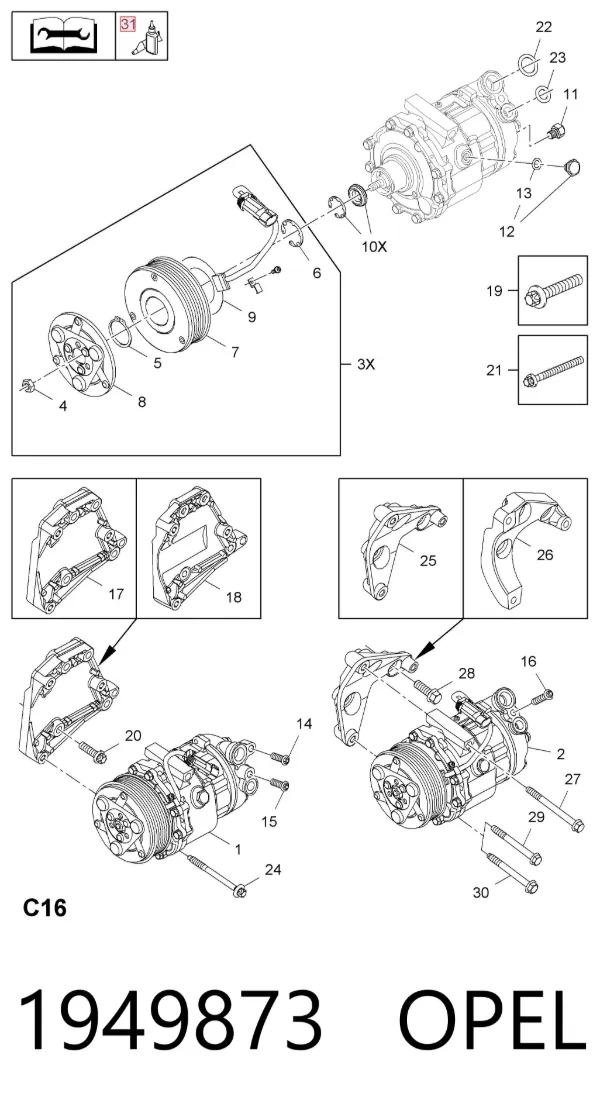 Aceite de compresor de aire acondicionado 1949873 Opel