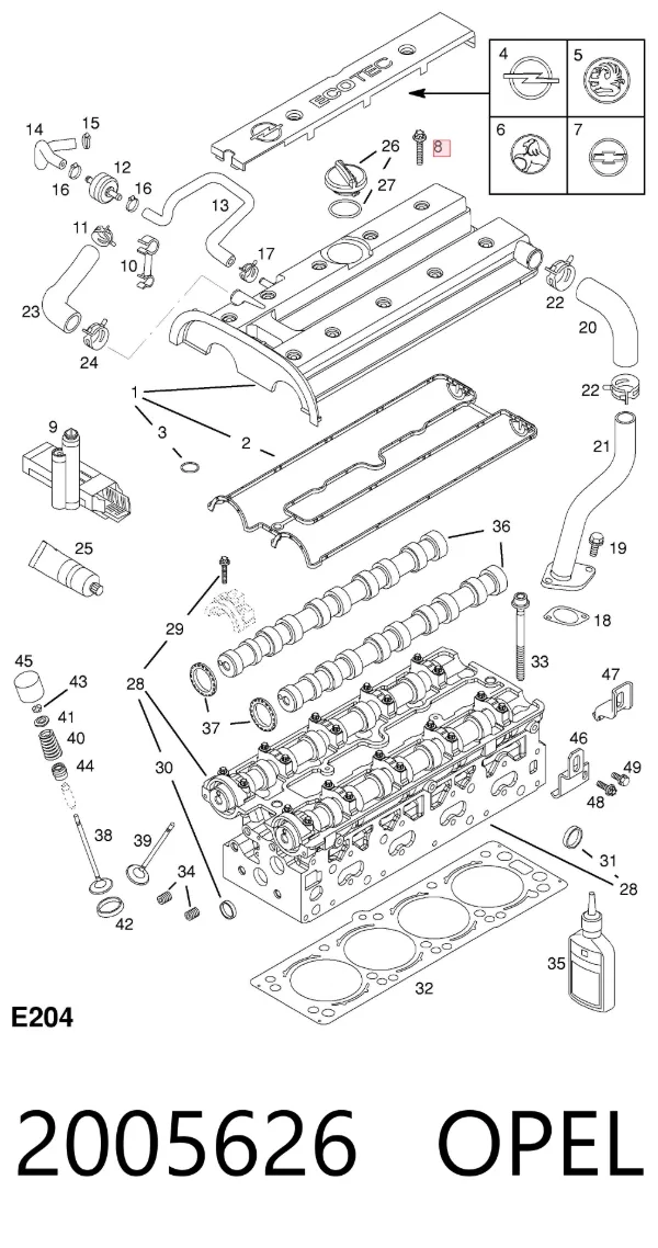 Kit de cadena de distribución 2005626 Opel