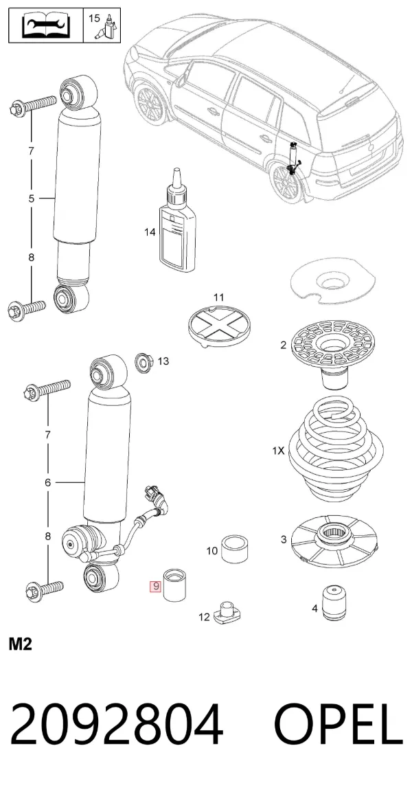 Buje del silentblock del amortiguador trasero 2092804 Opel