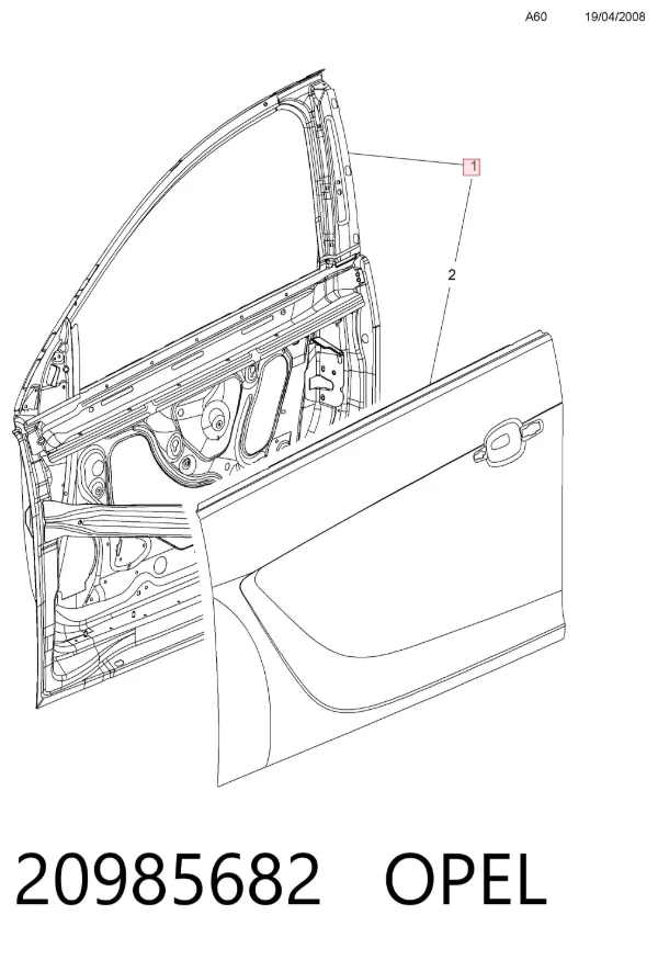 Puerta delantera izquierda 20985682 Opel