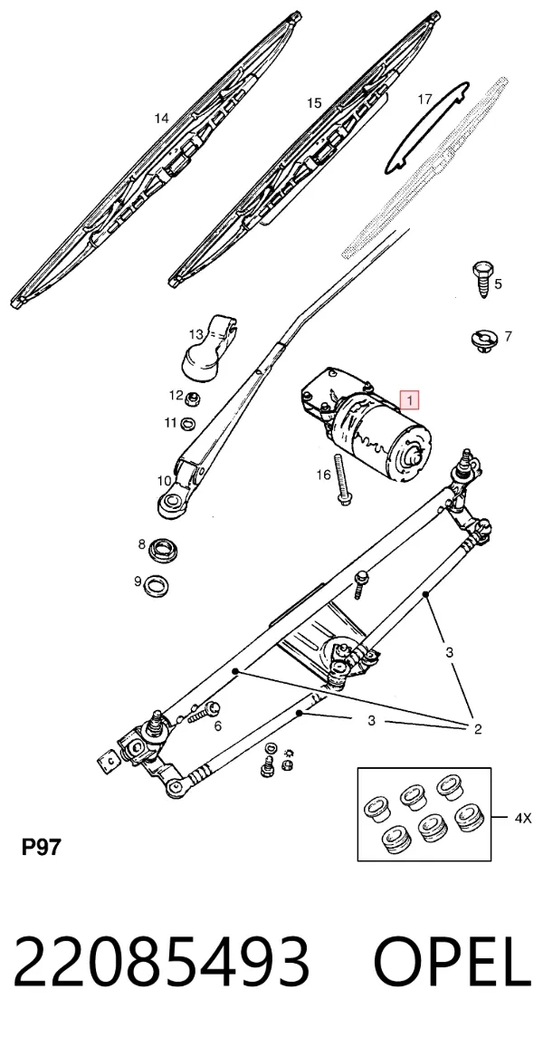 Motor limpiaparabrisas 22085493 Opel
